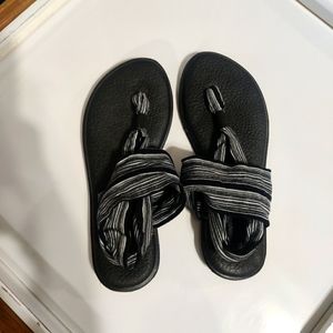 Sanuk YOGA SLING 2 - Striped, Black and white